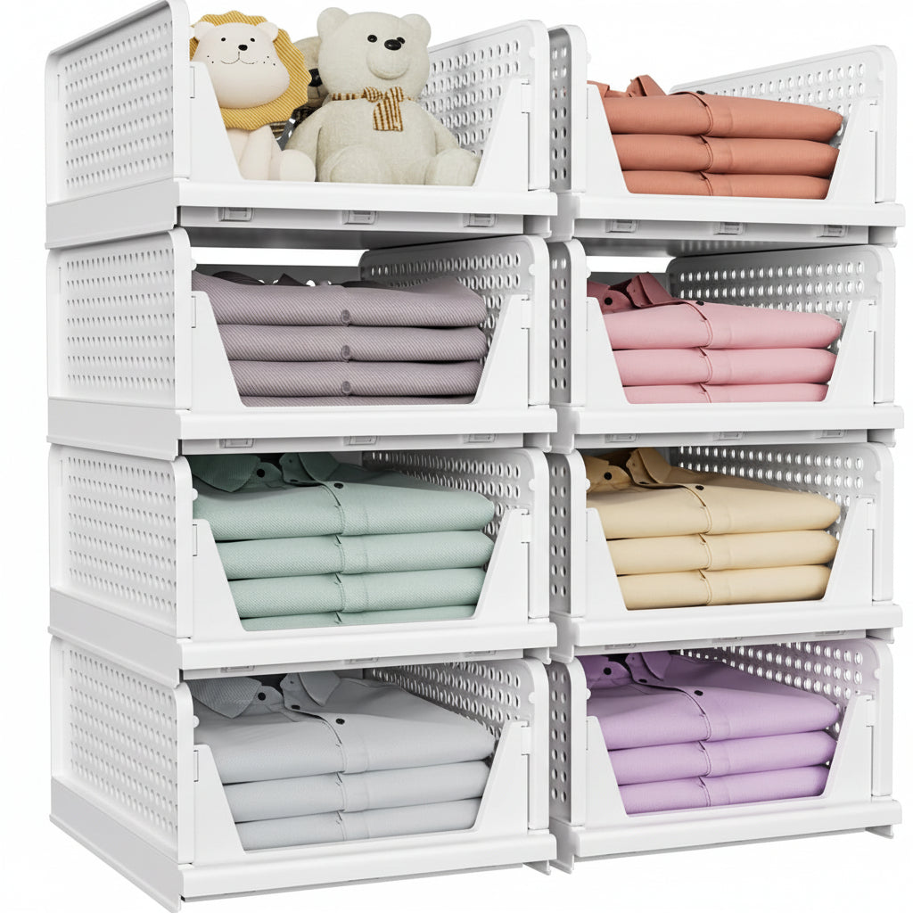 Vouwbare Opbergdozen Set 5 Stapelbare Closet Organizers