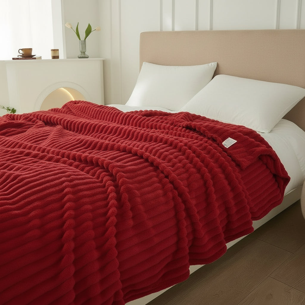 Manta de Pêlo às Quadrículas, Flanela Canelada, Macia, Quente, Sofá-Cama, Cama