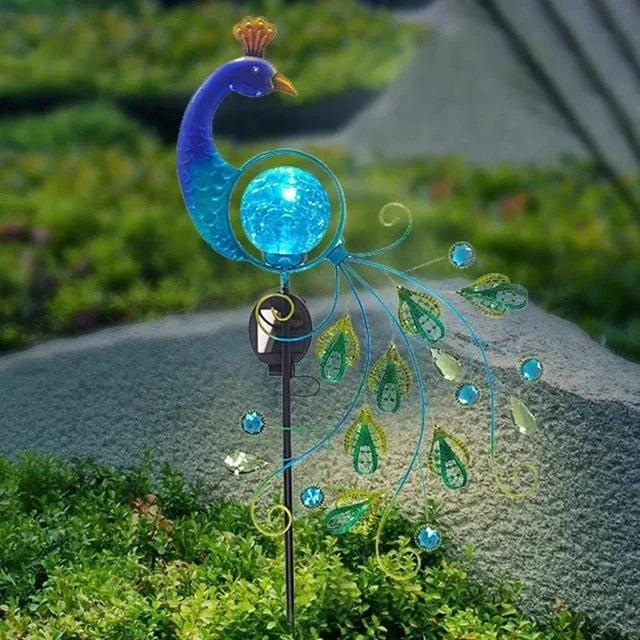 LumiPauw - Solar Tuinlamp Pauw – LED Decoratieve Lantaarn voor Sfeervolle Buitenverlichting