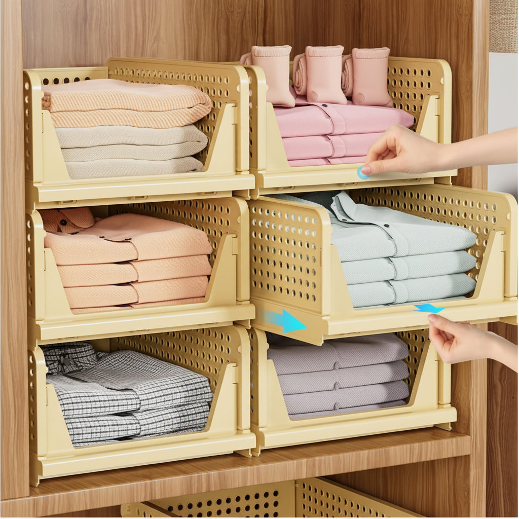 Vouwbare Opbergdozen Set 5 Stapelbare Closet Organizers